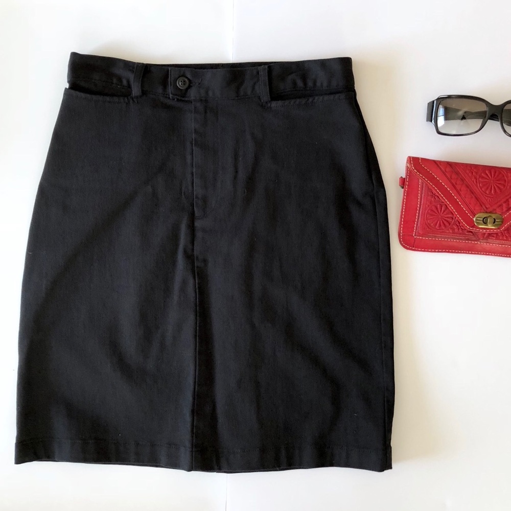 Black Cotton Pencil Skirt